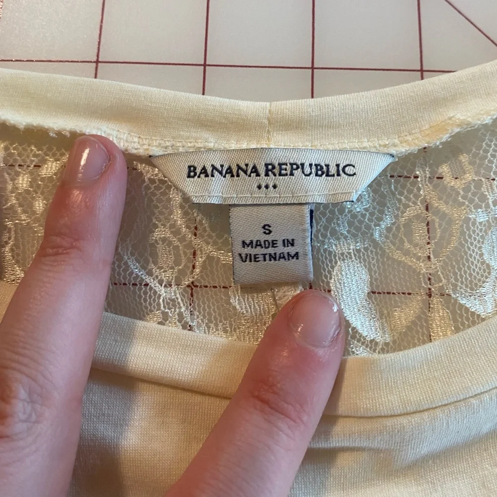 Banana Republic sz small white cream lace stretch bodycon quarter sleeve